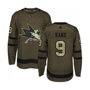 Adidas San Jose Sharks #9 Evander Kane Authentic Green Salute to Service NHL Jersey