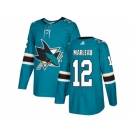 Men Adidas San Jose Sharks #12 Patrick Marleau Teal Home Authentic Stitched NHL Jersey