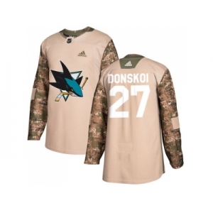 Men Adidas San Jose Sharks #27 Joonas Donskoi Camo Authentic 2017 Veterans Day Stitched NHL Jersey