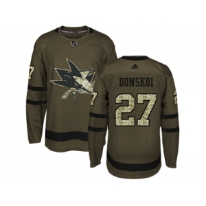 Men Adidas San Jose Sharks #27 Joonas Donskoi Green Salute to Service Stitched NHL Jersey