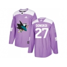 Men Adidas San Jose Sharks #27 Joonas Donskoi Purple Authentic Fights Cancer Stitched NHL Jersey