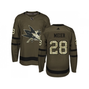 Men Adidas San Jose Sharks #28 Timo Meier Green Salute to Service Stitched NHL Jersey