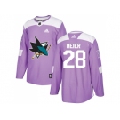 Men Adidas San Jose Sharks #28 Timo Meier Purple Authentic Fights Cancer Stitched NHL Jersey