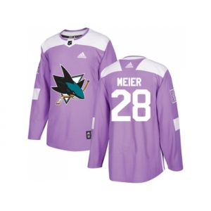Men Adidas San Jose Sharks #28 Timo Meier Purple Authentic Fights Cancer Stitched NHL Jersey