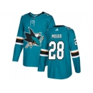 Men Adidas San Jose Sharks #28 Timo Meier Teal Home Authentic Stitched NHL Jersey