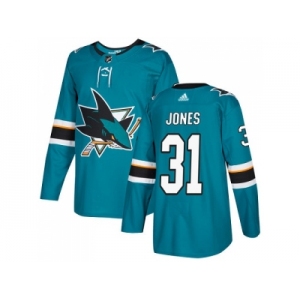 Men Adidas San Jose Sharks #31 Martin Jones Teal Home Authentic Stitched NHL Jersey