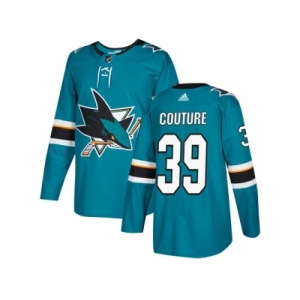 Men Adidas San Jose Sharks #39 Logan Couture Teal Home Authentic Stitched NHL Jersey