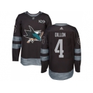 Men Adidas San Jose Sharks #4 Brenden Dillon Black 1917-2017 100th Anniversary Stitched NHL Jersey