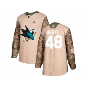 Men Adidas San Jose Sharks #48 Tomas Hertl Camo Authentic 2017 Veterans Day Stitched NHL Jersey