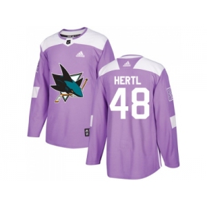 Men Adidas San Jose Sharks #48 Tomas Hertl Purple Authentic Fights Cancer Stitched NHL Jersey