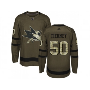 Men Adidas San Jose Sharks #50 Chris Tierney Green Salute to Service Stitched NHL Jersey