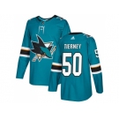 Men Adidas San Jose Sharks #50 Chris Tierney Teal Home Authentic Stitched NHL Jersey