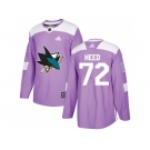 Men Adidas San Jose Sharks #72 Tim Heed Purple Authentic Fights Cancer Stitched NHL Jersey