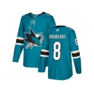 Men Adidas San Jose Sharks #8 Joe Pavelski Teal Home Authentic Stitched NHL Jersey