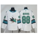 Men Adidas San Jose Sharks #88 Brent Burns White Road Authentic Stitched NHL Jersey