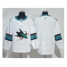 Men Adidas San Jose Sharks Blank White Road Authentic Stitched NHL Jersey