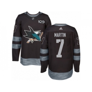 Men's Adidas San Jose Sharks #7 Paul Martin Authentic Black 1917-2017 100th Anniversary NHL Jersey