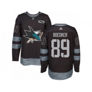 Men's Adidas San Jose Sharks #89 Mikkel Boedker Authentic Black 1917-2017 100th Anniversary NHL Jersey