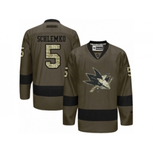 Men's Reebok San Jose Sharks #5 David Schlemko Authentic Green Salute to Service NHL Jersey
