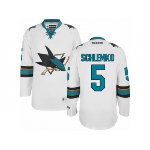Men's Reebok San Jose Sharks #5 David Schlemko Authentic White Away NHL Jerse