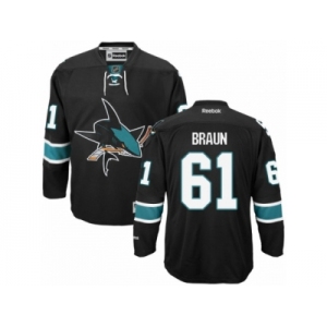 Men's Reebok San Jose Sharks #61 Justin Braun Authentic Black Third NHL Jersey