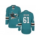 Men's Reebok San Jose Sharks #61 Justin Braun Authentic Teal Green Home NHL Jersey