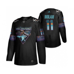 Men's San Jose Sharks #11 Owen Nolan 2020 Los Tiburones Limited Hockey Jersey Black