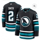 Men's San Jose Sharks #2 Smith Black 2024-25 Alternate Stitched Hockey Jersey