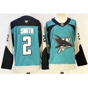 Men's San Jose Sharks #2 Will Smith Teal 2025 Alternate Stitched Hockey Jersey