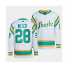 Men's San Jose Sharks #28 Timo Meier White 2022 Reverse Retro Stitched Jersey