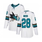 Men's San Jose Sharks #28 Timo Meier White Road Stitched Hockey Jersey