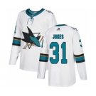 Men's San Jose Sharks #31 Martin Jones White Road Stitched Hockey Jersey