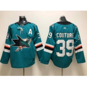 Men's San Jose Sharks #39 Logan Couture Teal Stitched Hockey Jersey