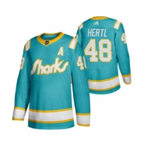 Men's San Jose Sharks #48 Tomas Hertl 2020 Throwback Authentic Player Hockey Jersey Teal