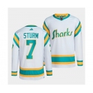 Men's San Jose Sharks #7 Nico Sturm White 2022 Reverse Retro Stitched Jersey