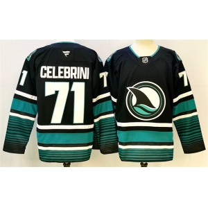 Men's San Jose Sharks #71 Macklin Celebrini Black 2024-25 Alternate Stitched Hockey Jersey