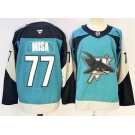 Men's San Jose Sharks #77 Michael Misa Teal 2025 Alternate Stitched Hockey Jersey