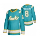 Men's San Jose Sharks #8 Joe Pavelski 2020 Throwback Authentic Player Hockey Jersey Teal