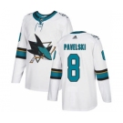 Men's San Jose Sharks #8 Joe Pavelski White Road Stitched Hockey Jersey