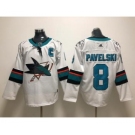 Men's San Jose Sharks #8 Joe Pavelski White Stitched Hockey Jersey