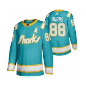 Men's San Jose Sharks #88 Brent Burns 2020 Throwback Authentic Player Hockey Jersey Teal