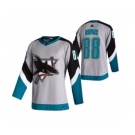 Men's San Jose Sharks #88 Brent Burns Grey 2020-21 Reverse Retro Alternate Hockey Jersey