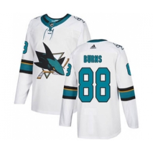 Men's San Jose Sharks #88 Brent Burns White Road Stitched Hockey Jersey