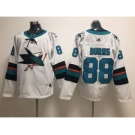 Men's San Jose Sharks #88 Brent Burns White Stitched Hockey Jersey