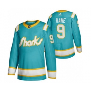 Men's San Jose Sharks #9 Evander Kane 2020 Throwback Authentic Player Hockey Jersey Teal