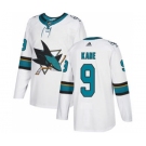 Men's San Jose Sharks #9 Evander Kane White Road Stitched Hockey Jersey