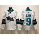 Men's San Jose Sharks #9 Evander Kane White Stitched Hockey Jersey