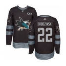 Men's Sharks #22 Jonny Brodzinski Black 1917-2017 100th Anniversary Stitched Hockey Jersey