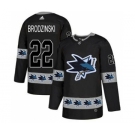 Men's Sharks #22 Jonny Brodzinski Black Authentic Team Logo Fashion Stitched Hockey Jersey