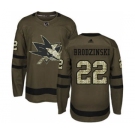 Men's Sharks #22 Jonny Brodzinski Green Salute to Service Stitched Hockey Jersey